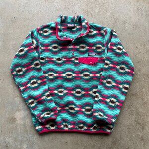 Patagonia Women's Synchilla Fleece Sweater Snap T Pullover Aztec Pattern Size M